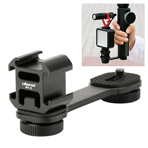 Ulanzi PT-3 Triple Cold Shoe Mounts Plate?Microphone Led Video Light Stand Extension Compatible for DJI OSMO Mobile 2/Zhiyun Smooth 4/Feiyu Vimble 2 Gimbal Stabilizer