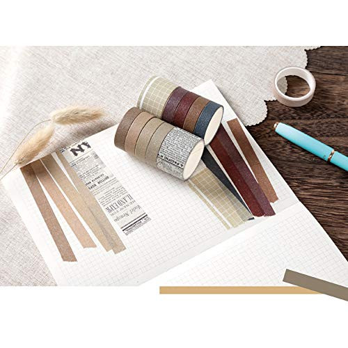 10 Rolls Vintage Washi Tape Set, EnYan Japanese Masking Decorative Tapes for DIY Crafts and Arts Bullet Journal Planners Scrapbooking Adhesive