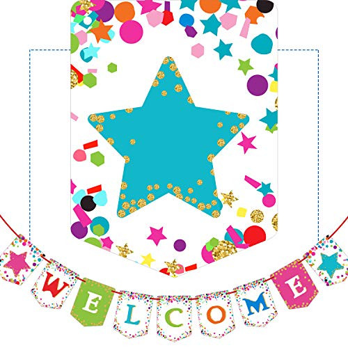 Confetti Pennants Welcome Bulletin Board Decoration Classroom Banner Teacher Supplies School Banner