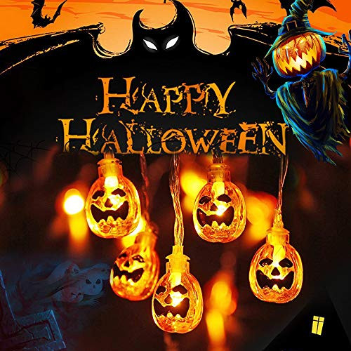 GIMISONIC Halloween Pumpkin String Lights, Waterproof 12ft 30LEDs 3D Jack-O-Lantern Pumpkin Lights with Remote Control, Battery Operated 8 Modes for Halloween Decorations Outdoor Indoor Party