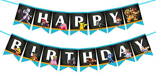 Super Smash Brothers Happy Birthday Banner, Game Birthday Banner for Gamers Super Mario Theme Party Supplies. Super Smash Brothers Happy Birthday Banner, Game Birthday Banner for Gamers Super Mario Theme Party Supplies.