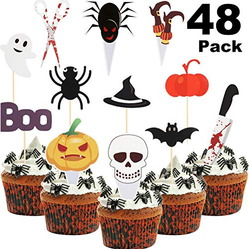 48 Pieces Halloween Cupcake Toppers Spider Pumpkin Ghost Food Picks Halloween Cupcake Picks for Halloween Party Favors Baby Shower Birthday Decoration 48 Pieces Halloween Cupcake Toppers Spider Pumpkin Ghost Food Picks Halloween Cupcake Picks for Halloween Party Favors Baby Shower Birthday Decoration