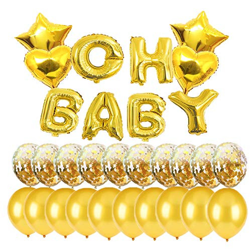Baby Shower Decorations for Girl Gold OH Baby Foil Balloons Decoration for Baby Shower Party Supplies