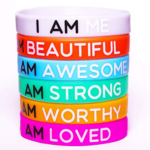 Malgari Motivational Silicone Wristbands, 6-Piece Set Bracelets-Premium Quality Non Toxic- Size, 8 x 0.5-Unisex Size for Men Women Teens