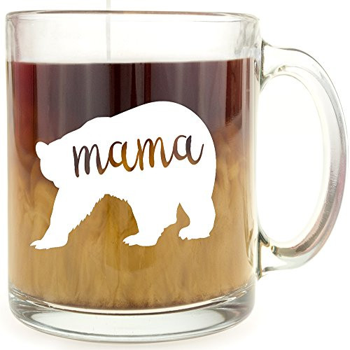 Mama Bear - Glass Coffee Mug - Makes a Great Gift Under $15 for Mom!