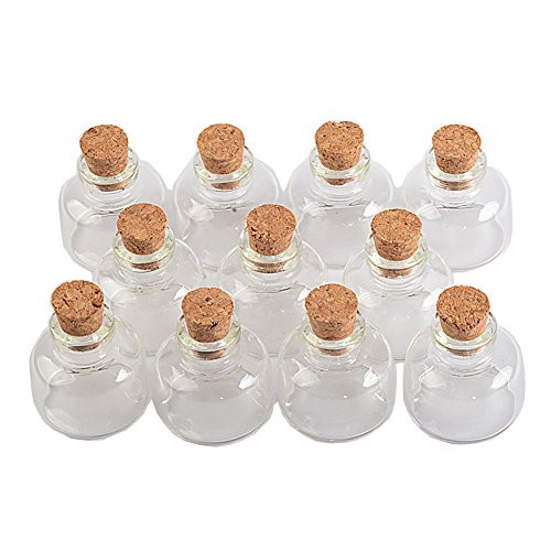 10ml Transparent Glass Cork Bottles Crafts Vials Glass Empty Wishing Bottles Jars Containers DIY Vials for Wedding Party 50 Units (50, 10ml)