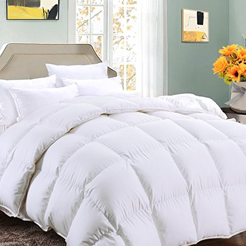 King Comforter Soft Summer Cooling Goose Down Alternative Duvet Insert 2100 Hypoallergenic Quilt with Corner Tab for all Season,Prima Microfiber Filled,Reversible Hotel Collection,White,90 X 102 inch