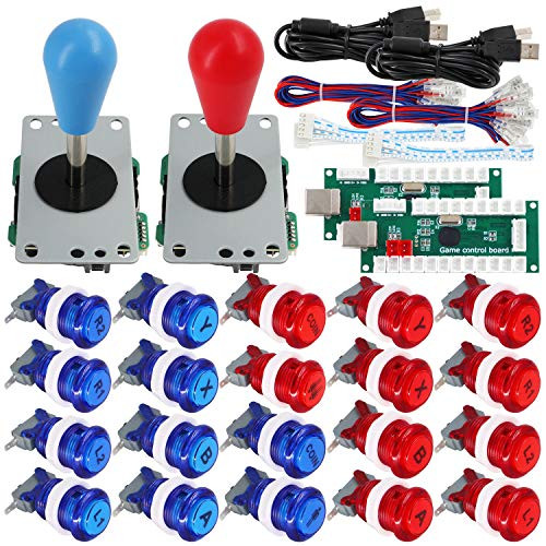 SJ@JX Arcade Game 2 Player Controller DIY Kit Buttons with Logo Coin X Y Start Select 8 Way Joystick USB Encoder for PC MAME Raspberry Pi