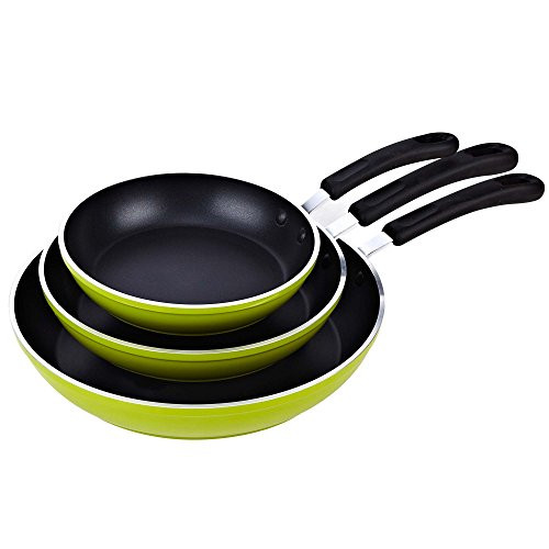 Cook N Home 8, 10, and 12-Inch Nonstick Fry Saute Pan 3-Piece Set, Green Cook N Home 8, 10, and 12-Inch Nonstick Fry Saute Pan 3-Piece Set, Green