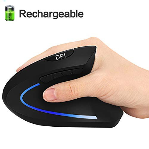 Ergonomic Vertical Wireless Mouse 2.4G Rechargeable Wireless Silent Optical Mouse with USB Receiver 1000/1200/1600 DPI 6 Buttons Laptop Mouse Computer Mice