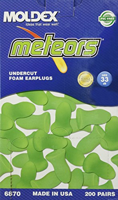 Moldex Meteors Foam Earplugs, Uncorded, 200 Pairs/Box