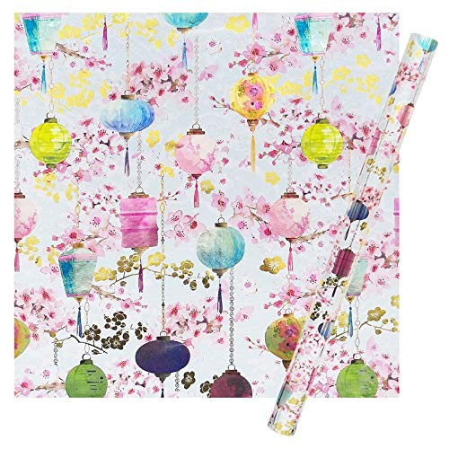 Punch Studio Chinoiserie Garden Continuous Foil Gift Wrap Paper Roll, 45924
