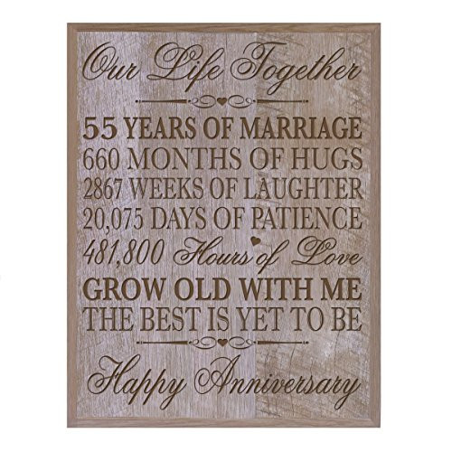 LifeSong Milestones 55th Wedding Anniversary Wall Plaque Gifts for Couple, Custom Made 55th for Her,55th 12" W X 15" H Wall Plaque (Barnwood)