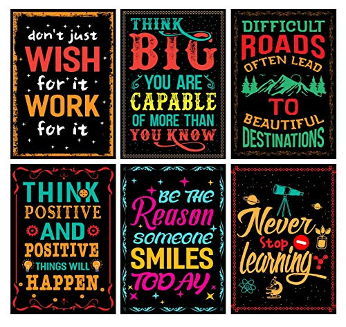 Motivational Posters - Inspirational Wall Art for Office Inspirational Quotes, Posters for Classroom & Office Decor - Inspirational Quotes Gym Posters Learning- Set of 6, 11x17 inches