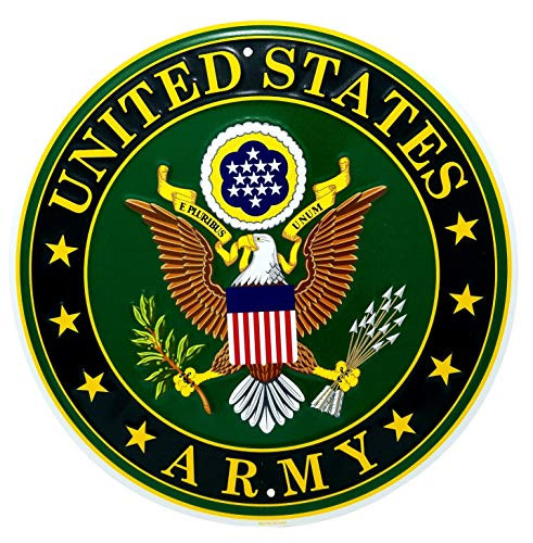 Ramsons Imports U.S. Army Emblem 12" Round Metal Sign, Made in USA