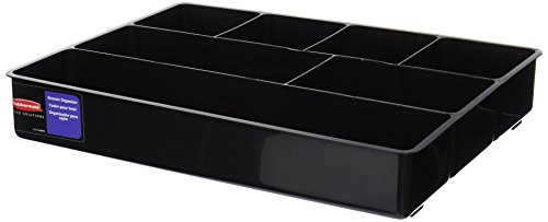 Rubbermaid Extra Deep Desk Drawer Director Tray, Plastic, 11.875 x 15 x 2.5 Inches, Black