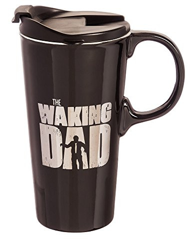 Cypress Home Waking Dad Ceramic Travel Coffee Mug, 17 ounces