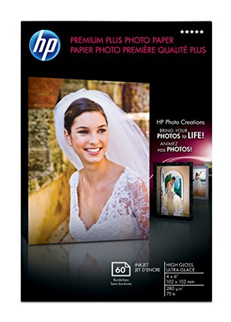 HP Premium Plus Photo Paper, High Gloss (60 Sheets, 4 x 6 Inches borderless)