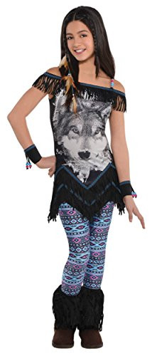 Amscan 846416 Girls Wolf Spirit Festival Costume - X-Large (14-16), Multicolor