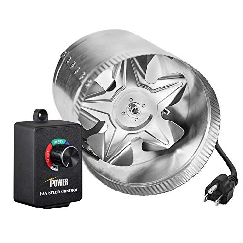 iPower 6 Inch 240 CFM Booster Fan Inline Duct Vent Blower with Variable Speed Controller Adjuster