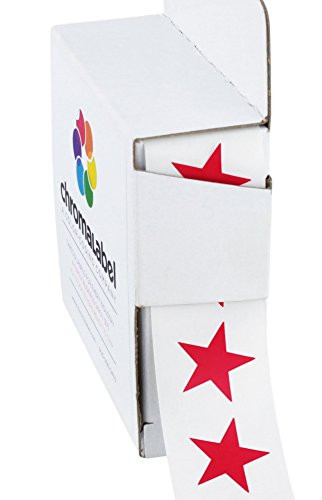 ChromaLabel 3/4 inch Color-Code Star Labels | 1,000/Dispenser Box (Red)