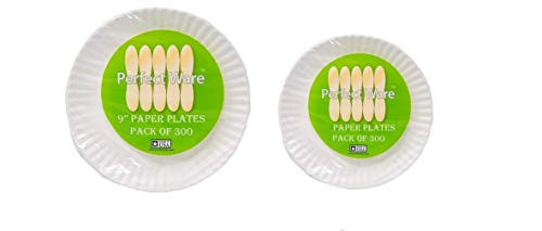 Perfectware Paper Plate Combo Pack -6"-300ct & 9"-300ct Each, Plain (Paper Plate Combo- 600) Perfectware Paper Plate Combo Pack -6"-300ct & 9"-300ct Each, Plain (Paper Plate Combo- 600)