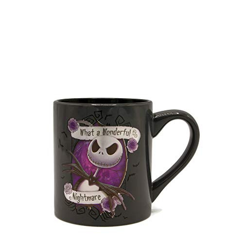 Silver Buffalo Nightmare Before Christmas Jack Wonderful Laser Ceramic Mug, 14-Ounce, Black