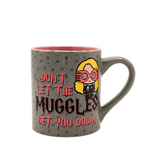 Silver Buffalo Harry Potter Don't Let the Muggles Get You Down Glitter Ceramic Mug, 14-Ounce, Gray