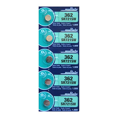 Murata 362 SR721SW Battery 1.55V Silver Oxide Watch Button Cell - Replaces Sony 362 (5 Batteries)