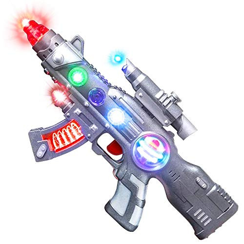 ArtCreativity Light Up Spin Ball Blaster Toy Gun, 12.5 Inch Assault Rifle with Thrilling Multicolor LEDs and Sound Effects, Batteries Included, Really Cool Play Gun for Boys and Girls, Great Gift Idea