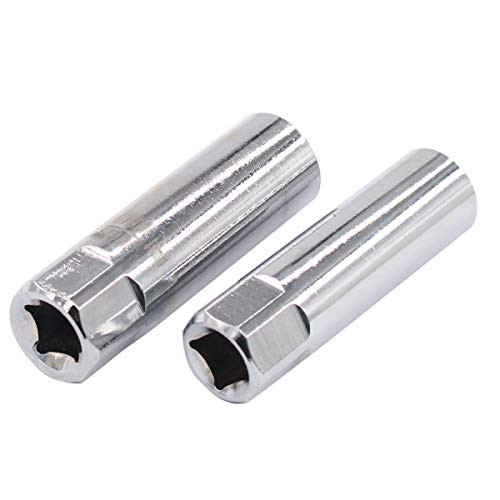 XtremeAmazing 14mm and 16mm Spark Plug Socket Wrench Thin Wall 12 Point Removal Tool 3/8 inch Square Drive Set