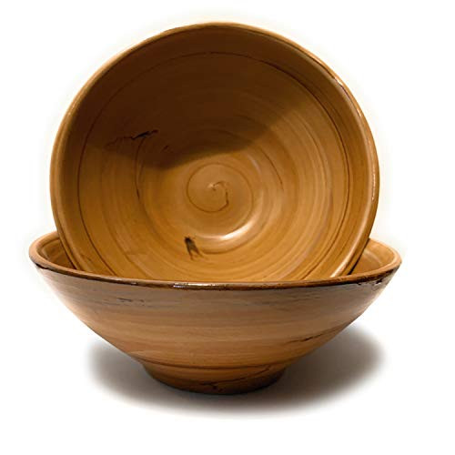 RoRo Hand-Molded Stoneware Ceramic Conical Shallow Bowl, 7 Inch (7 Inch x 2, Clay Brown)
