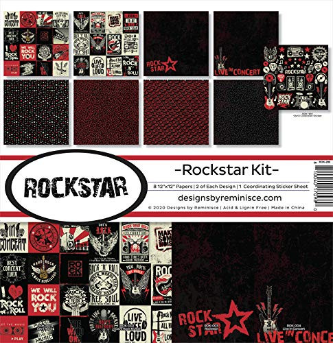 Reminisce Rockstar Scrapbook Collection Kit Paper Crafts, Multi Color Palette