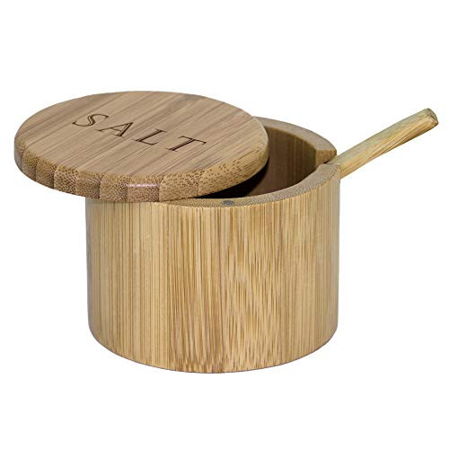 Totally Bamboo Salt Box, Bamboo Storage Box with Magnetic Swivel Lid, Salt Engraved on Lid with Bamboo Spoon Totally Bamboo Salt Box, Bamboo Storage Box with Magnetic Swivel Lid, Salt Engraved on Lid with Bamboo Spoon