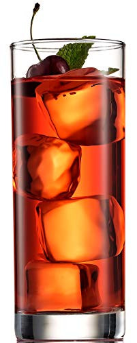 Paksh Novelty Italian Highball Glasses [Set of 6] Clear Heavy Base Tall Bar Glass - Drinking Glasses for Water, Juice, Beer, Wine, Whiskey, and Cocktails | 13 Ounce Cups