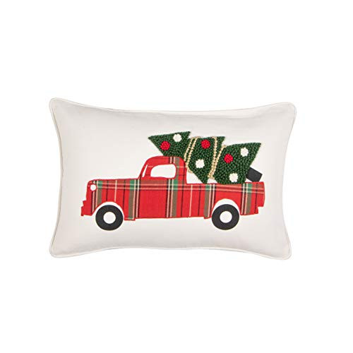 James Home Tree Truck Pillow Decorative Pillow, 14"x22", Multi