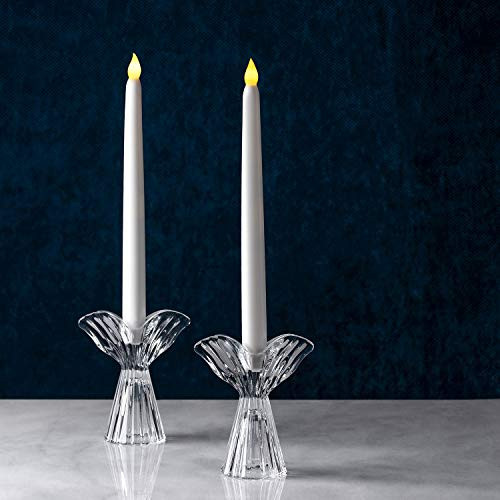 LampLust Glass Angel Candle Holder - Clear Taper Holders in Angel Wing Shape, 4.75 Inch Tall, Fits Standard Tapered Candlesticks, for Easter Decor, Memorial or Sympathy Gift - Set of 2