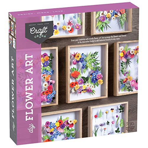 Craft Crush  DIY Flower Art Craft Kit  Arrange Pre-Cut Paper Flowers and Foliage to Create a One-of-a-Kind Framed Arrangement