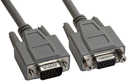 Amphenol CS-DSPMHD15MF-012 15-Pin HD15 Premium D-Sub Cable, Shielded, Male/Female, 12', Gray