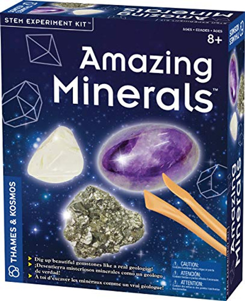 Thames & Kosmos Amazing Minerals STEM Experiment Kit | Excavate 3 Real Mineral Specimens | Explore Crystals, Rocks & Minerals | 3-Language Instruction Manual (English, French, Spanish)