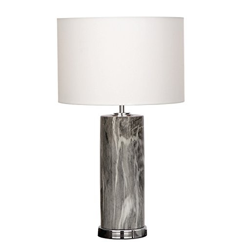 Urban Designs Manhattan Column Ceramic Table Lamp, Grey