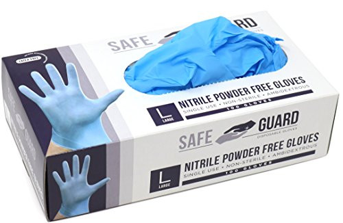 Safeguard Nitrile Disposable Gloves, Powder Free, Food Grade Gloves, Latex Free, 100 Pc. Dispenser Pack, X-Large Size, Blue