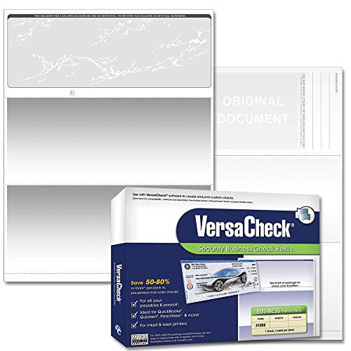 VersaCheck Security Business Check Refills: Form #1000 Business Voucher - Grey - Prestige - 500 Sheets