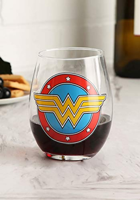 Wonder Woman Logo 20oz Stemless Wine Glass Standard