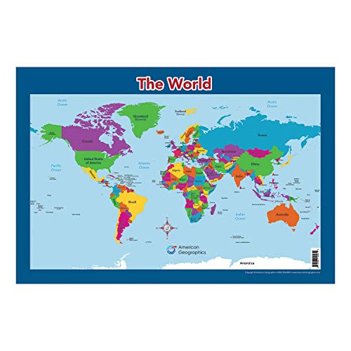 World Map for Kids - World Wall/Desk Map (18" x 26" Laminated)