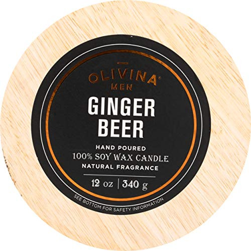 Olivina Men Soy Wax Candle, Brass, Ginger Beer, 12-Ounce