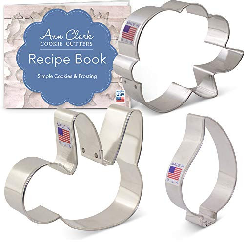 Ann Clark Cookie Cutters 3-Piece Sloth Cookie Cutter Set with Recipe Booklet, Sloth, Teardrop Leaf, and LilaLoa's Rose