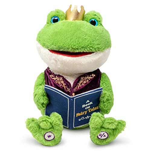 Cuddle Barn | Hadley The Storytelling Frog 12" Animated Stuffed Animal Plush Toy | Magical Frog Prince with Glowing Eyes and Talking Moving Mouth | Recites 5 Classic Fairy-Tales