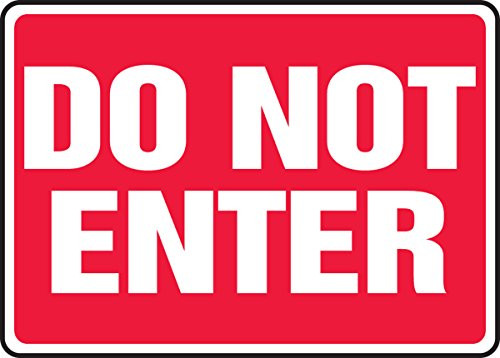 Accuform MADM909XV Adhesive Dura-Vinyl Sign, Legend"Do Not Enter", 10" Length x 14" Width x 0.006" Thickness, White On Red, 10" Height, 14" Wide, 10" Length, Dura-Vinyl, 10" x 14"