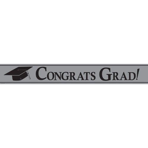 Creative Converting Paper Art Foil Banner, 24 by 5-Inch, Congrats Grad, Silver